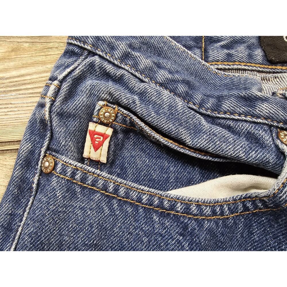 Vintage GUESS Jeans Bootleg Denim Womens Sz 28 Blue Fade 90s Y2K Retro - Picture 4 of 11